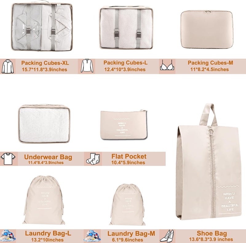 YEEYAA Packing Cubes for Travel - 8 Set Luggage Organizer Bags for Family, Mesh Breathable Travel Packing Cubes for Suitcases Durable Travel Essentials Bags Set - Image 3